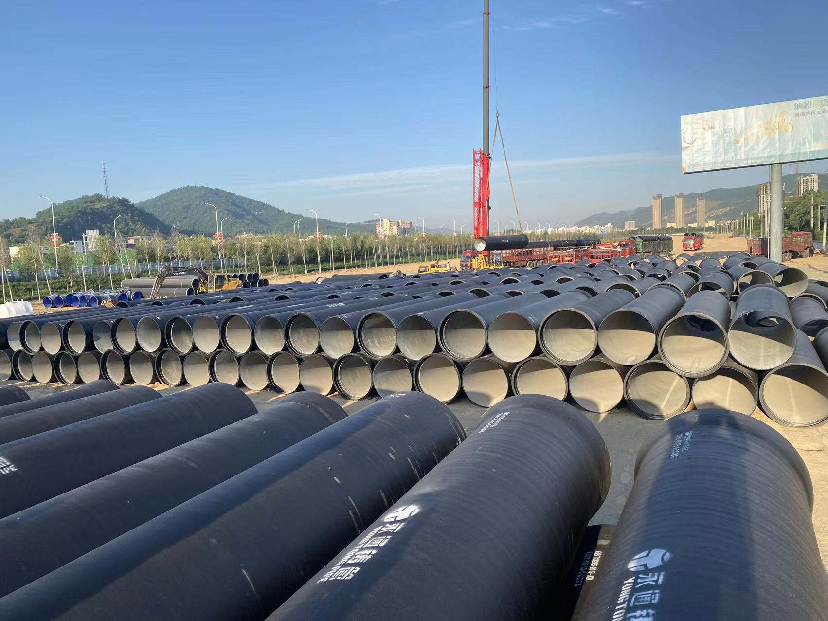 延安黃河引水工程之一的東川水廠擴(kuò)能工程項目永通鑄管材料進(jìn)場